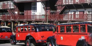 Buses at Glacier Park Lodge
