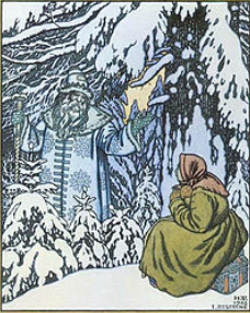 Father Frost acts as a donor in the Russian fairy tale Father Frost, testing the heroine before giving her riches.