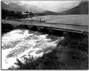 Swiftcurrent Bridge, which provides access to Many Glacier Hotel, was losing its structural integrity, had a cracked deck, and could no longer handle high water.  - NPS photo from the park planning document